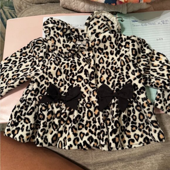 Hartstrings Baby Girl Velour Animal Print Jacket, Size 6-9 Months - Picture 1 of 11